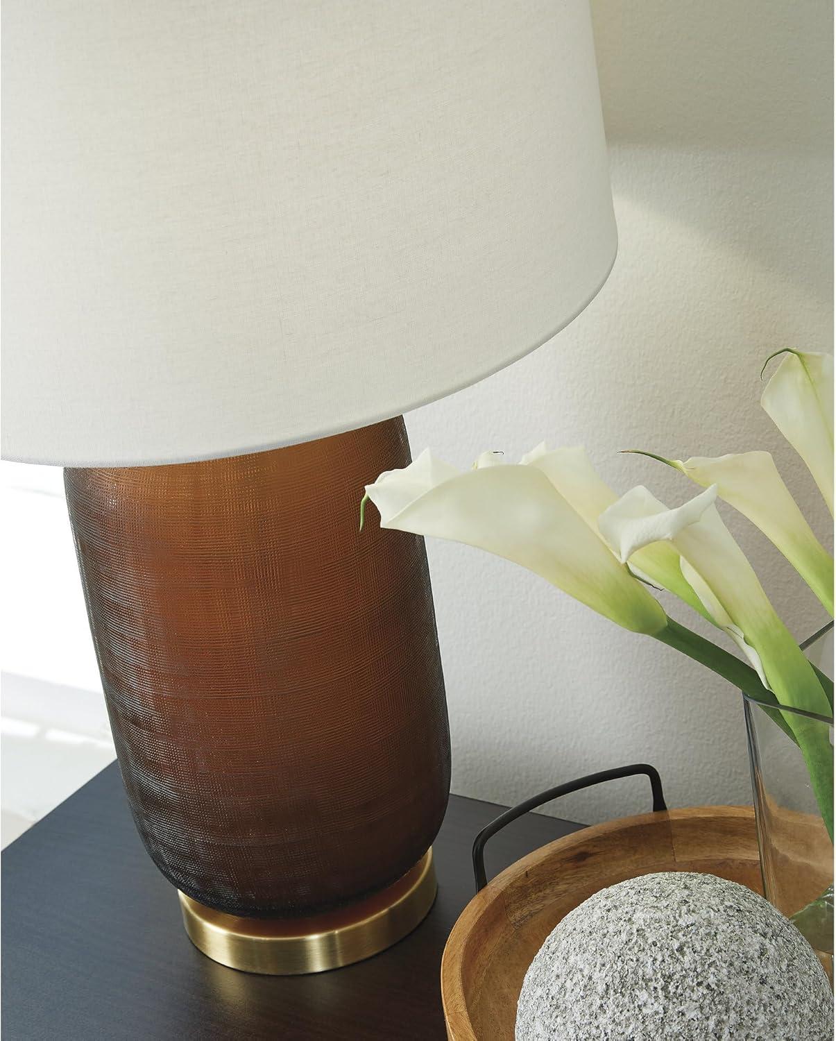 imageSignature Design by Ashley Wendfield Industrial Metal Floor Lamp with Dome Shade MetallicAmber