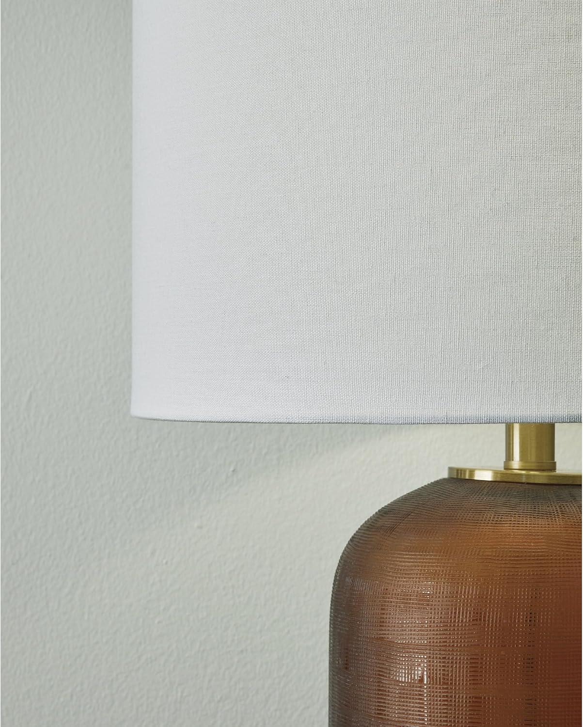 imageSignature Design by Ashley Wendfield Industrial Metal Floor Lamp with Dome Shade MetallicAmber