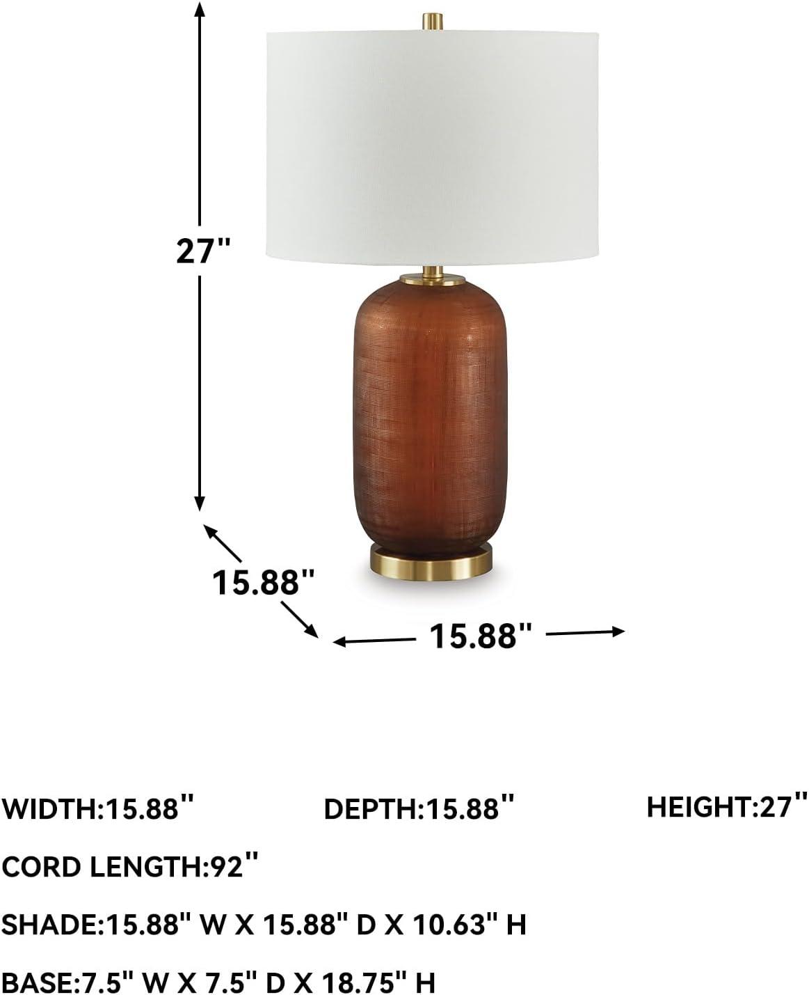 imageSignature Design by Ashley Wendfield Industrial Metal Floor Lamp with Dome Shade MetallicAmber