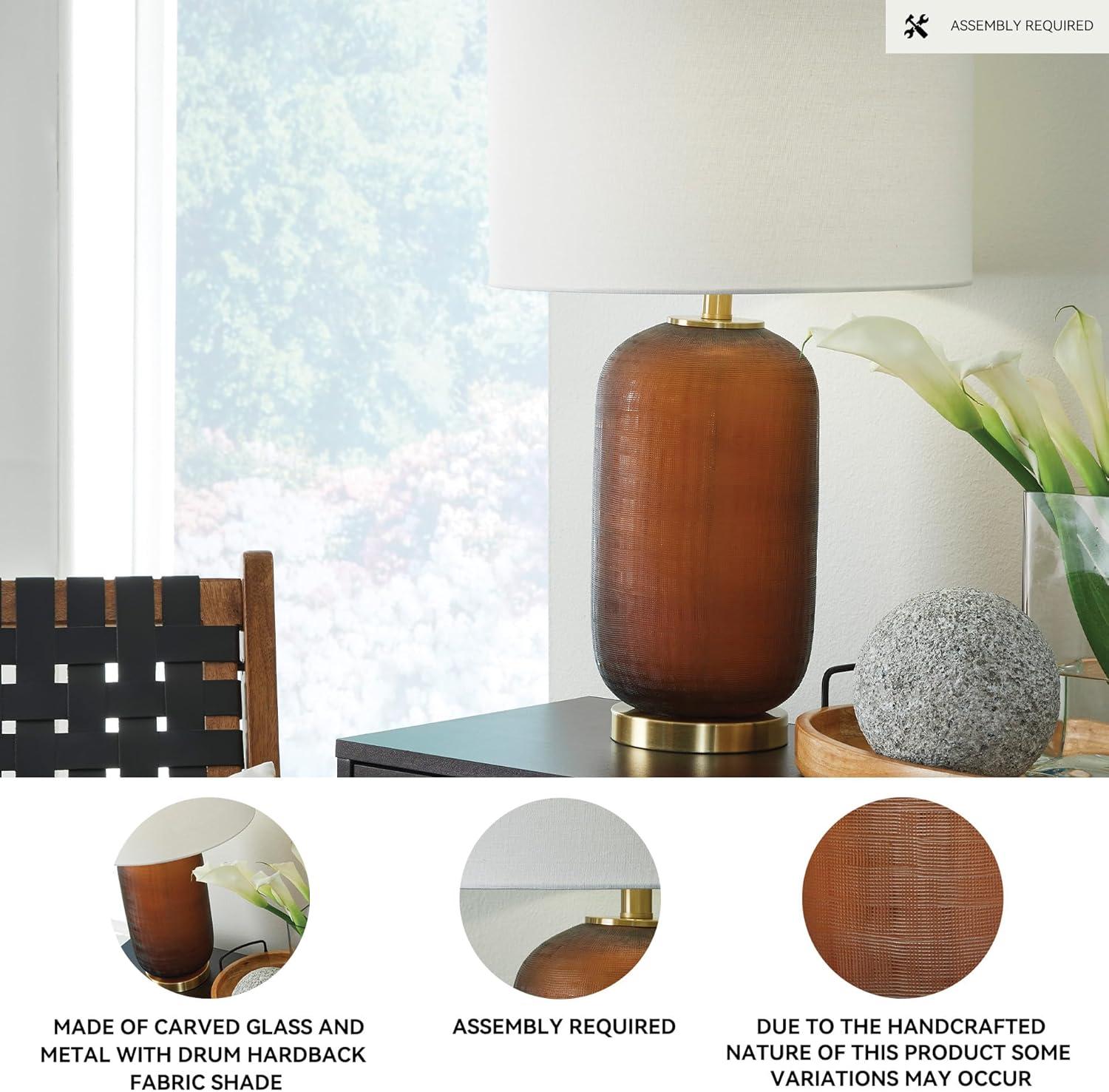 imageSignature Design by Ashley Wendfield Industrial Metal Floor Lamp with Dome Shade MetallicAmber