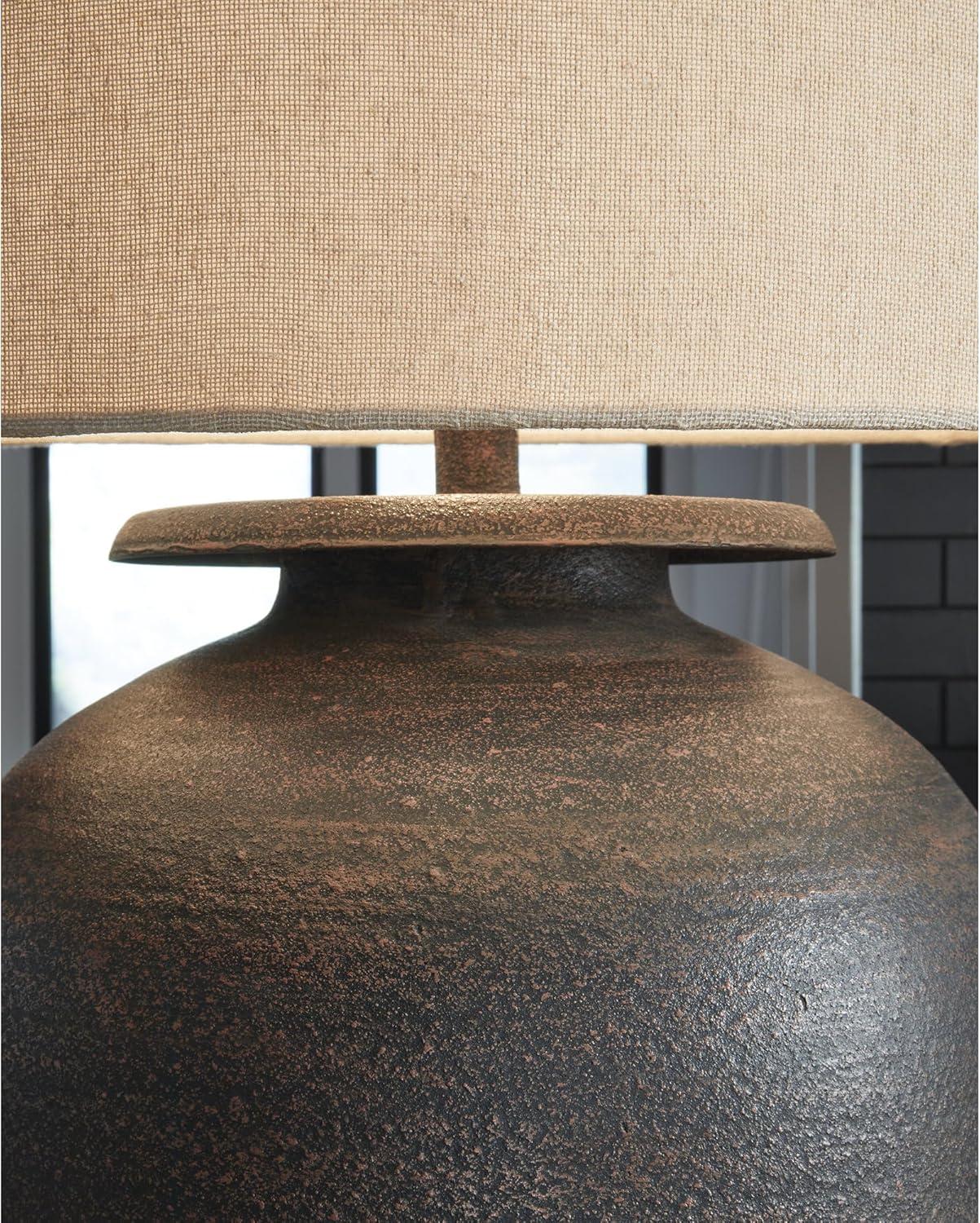 imageSignature Design by Ashley Wendfield Industrial Metal Floor Lamp with Dome Shade MetallicAntique Brown