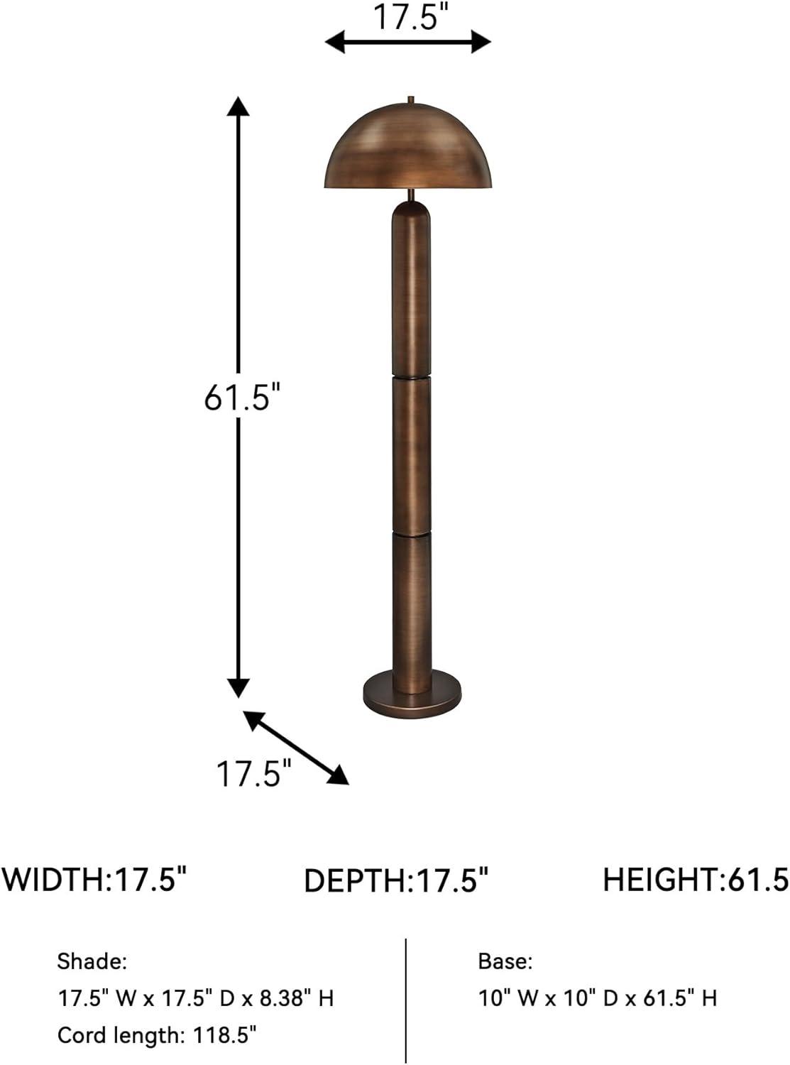 imageSignature Design by Ashley Wendfield Industrial Metal Floor Lamp with Dome Shade MetallicAntique Copper Finish