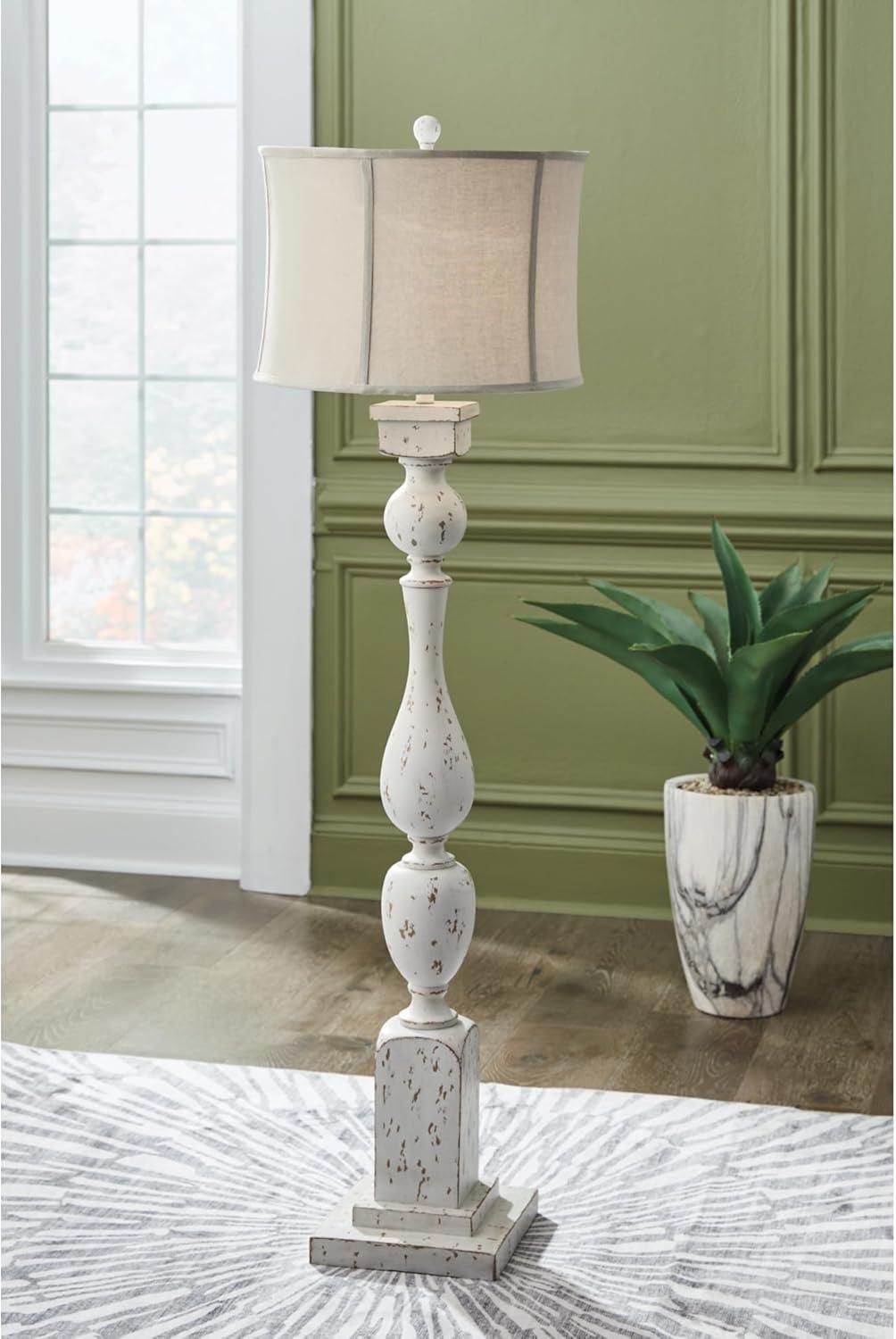 imageSignature Design by Ashley Wendfield Industrial Metal Floor Lamp with Dome Shade MetallicAntique White