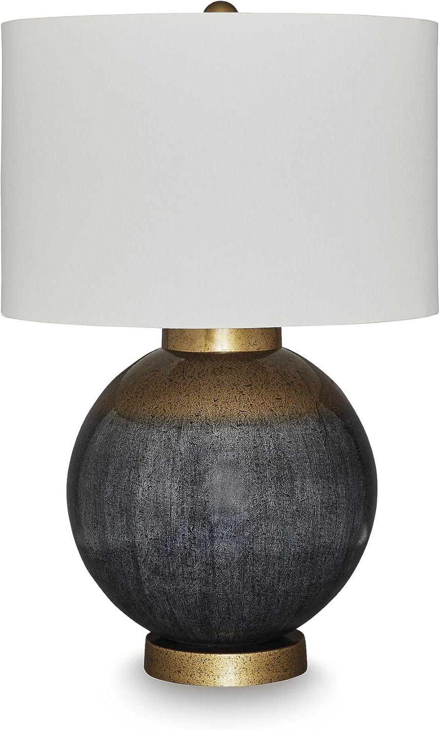 imageSignature Design by Ashley Wendfield Industrial Metal Floor Lamp with Dome Shade MetallicBlueGold Finish