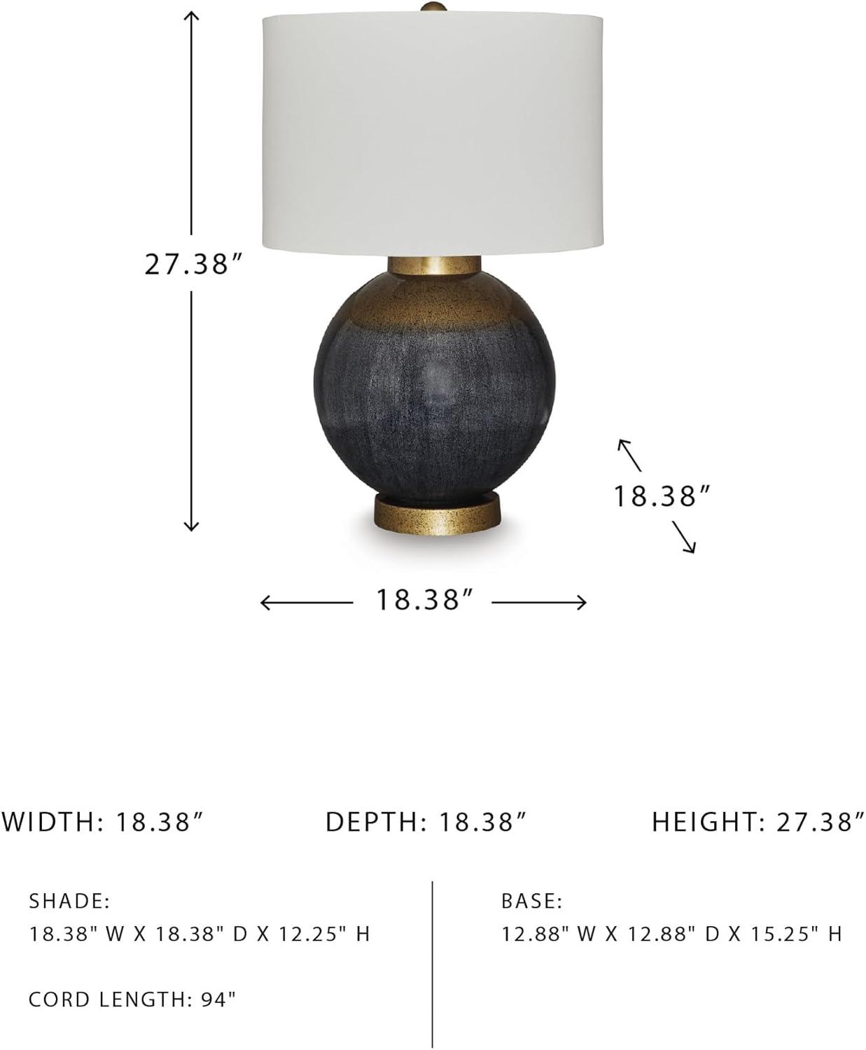 imageSignature Design by Ashley Wendfield Industrial Metal Floor Lamp with Dome Shade MetallicBlueGold Finish