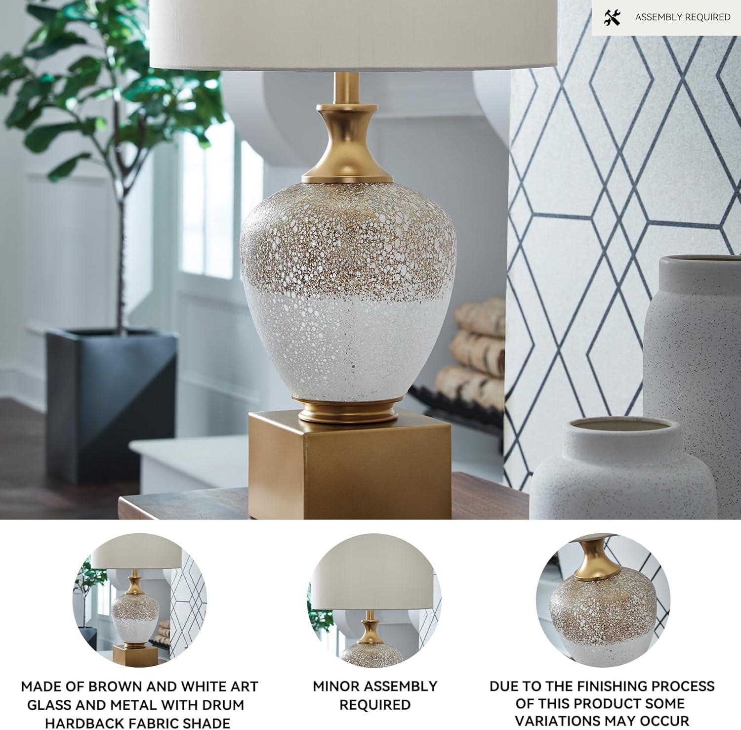 imageSignature Design by Ashley Wendfield Industrial Metal Floor Lamp with Dome Shade MetallicBrownWhiteGold