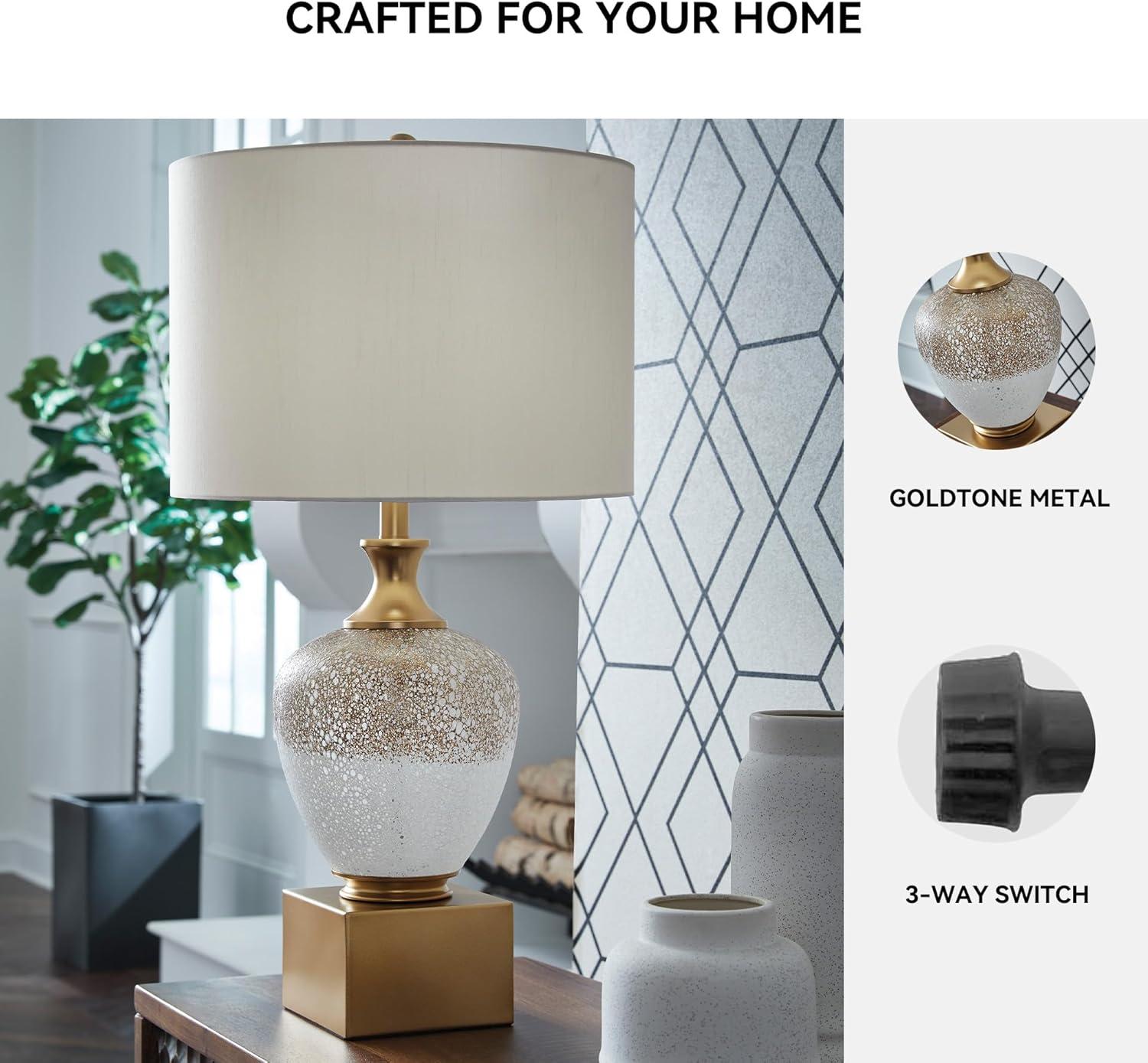 imageSignature Design by Ashley Wendfield Industrial Metal Floor Lamp with Dome Shade MetallicBrownWhiteGold