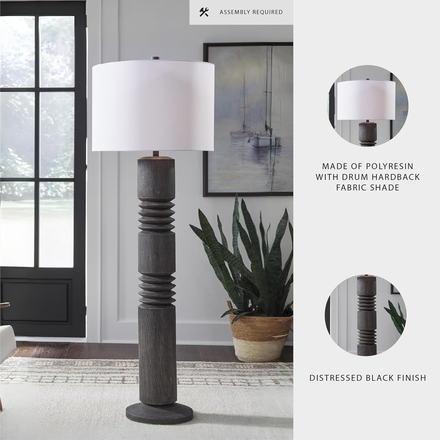 imageSignature Design by Ashley Wendfield Industrial Metal Floor Lamp with Dome Shade MetallicDistressed Black