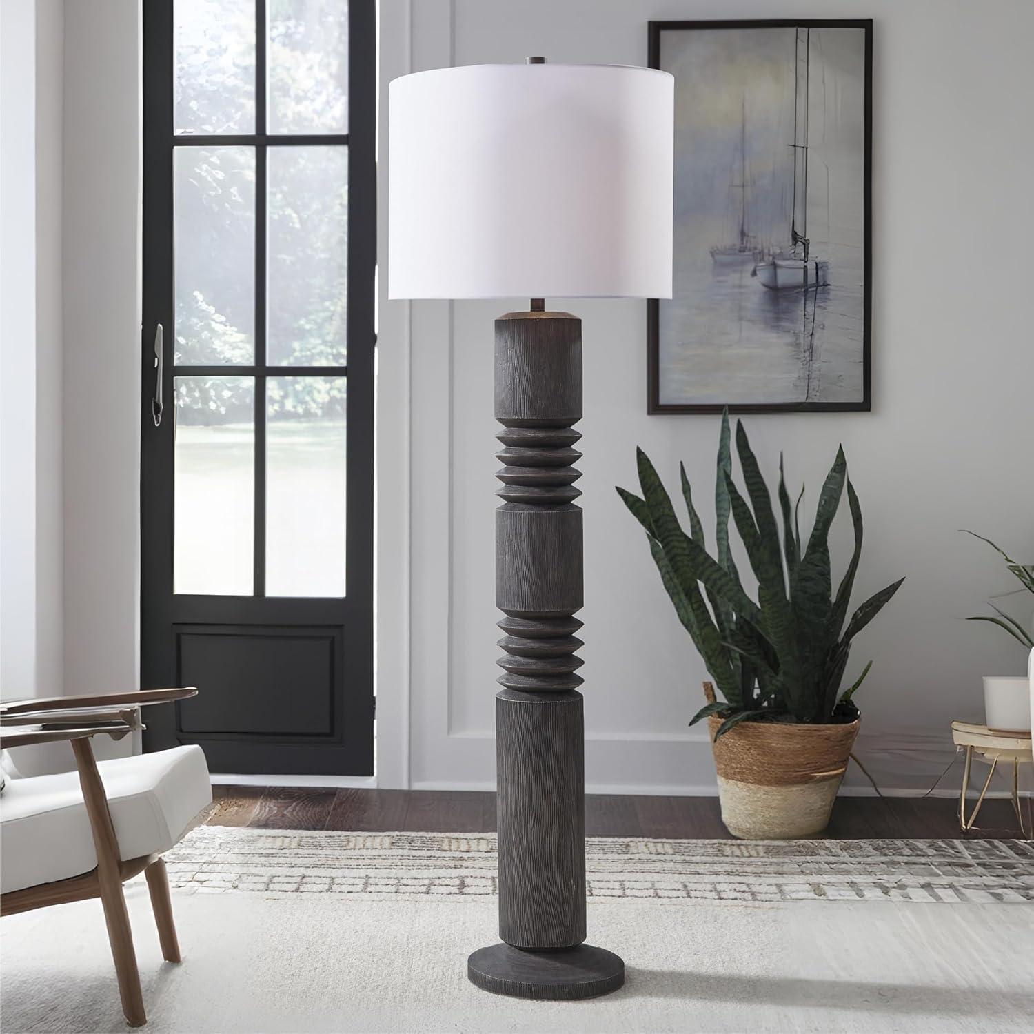 imageSignature Design by Ashley Wendfield Industrial Metal Floor Lamp with Dome Shade MetallicDistressed Black