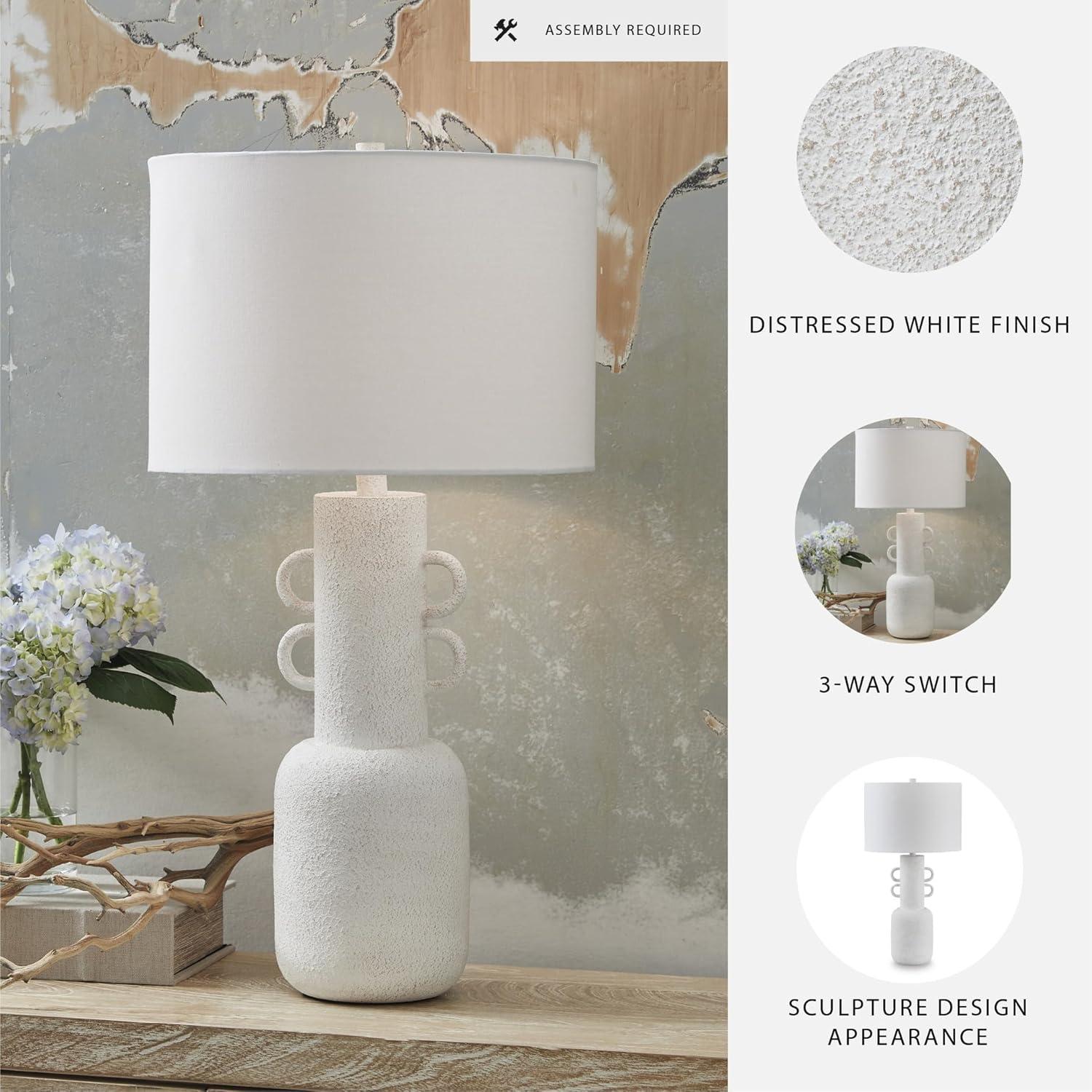 imageSignature Design by Ashley Wendfield Industrial Metal Floor Lamp with Dome Shade MetallicDistressed White