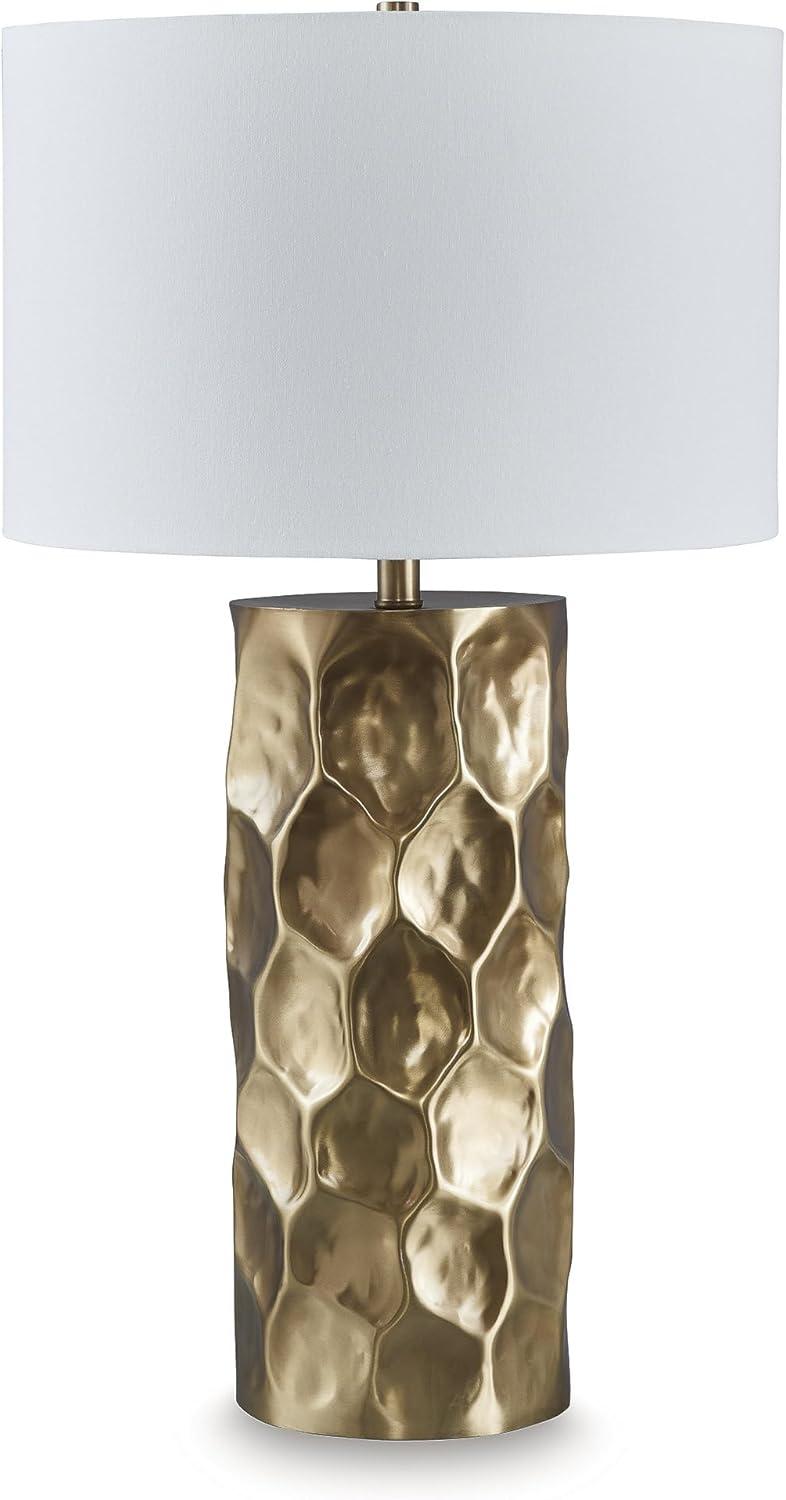 imageSignature Design by Ashley Wendfield Industrial Metal Floor Lamp with Dome Shade MetallicGold Finish