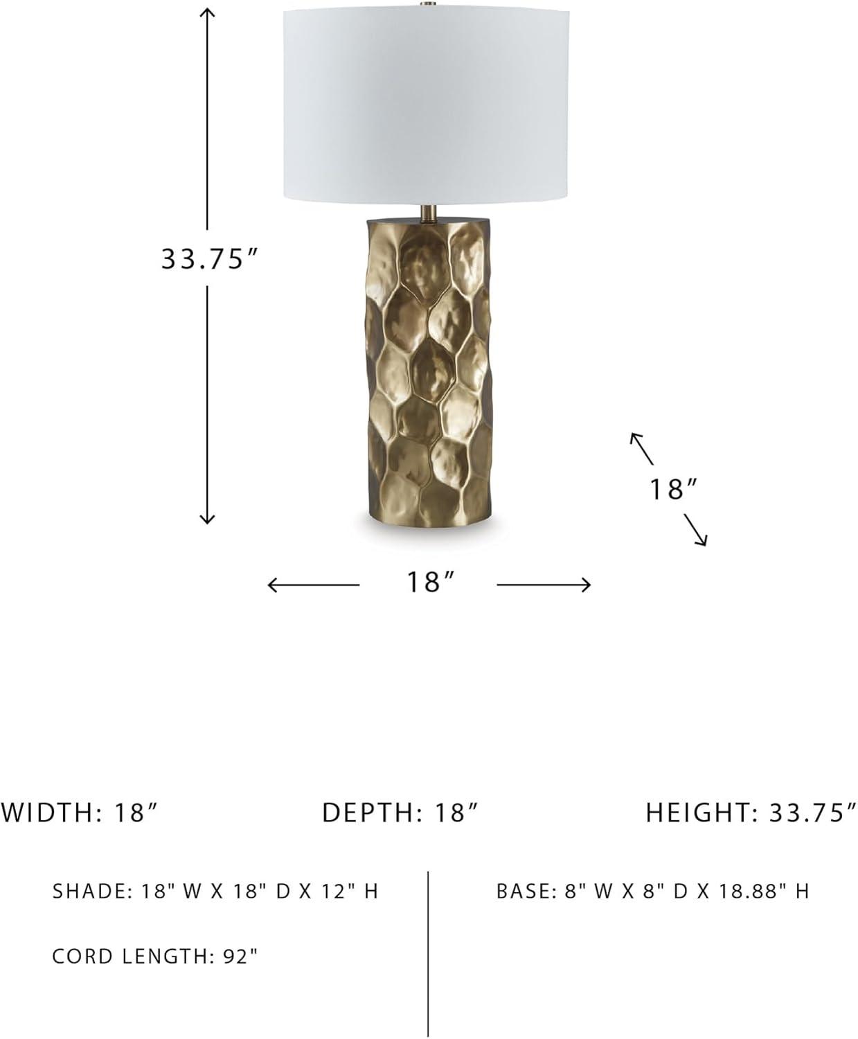 imageSignature Design by Ashley Wendfield Industrial Metal Floor Lamp with Dome Shade MetallicGold Finish