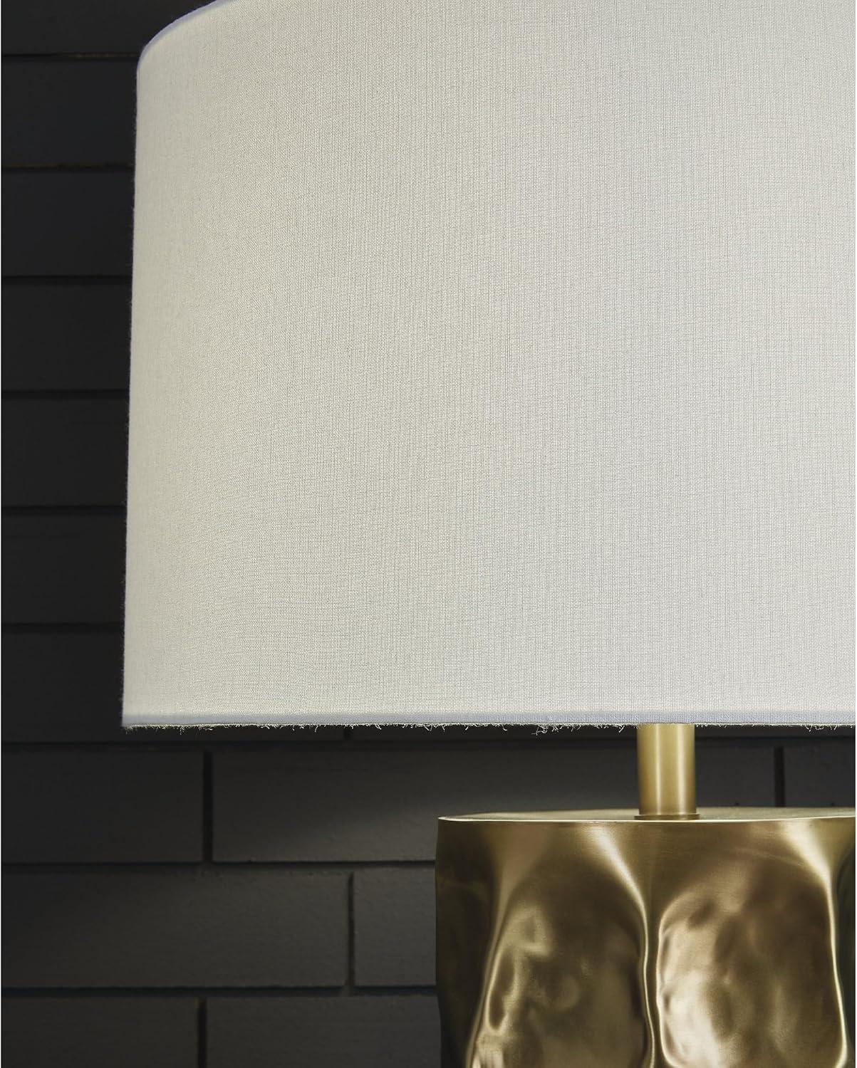 imageSignature Design by Ashley Wendfield Industrial Metal Floor Lamp with Dome Shade MetallicGold Finish