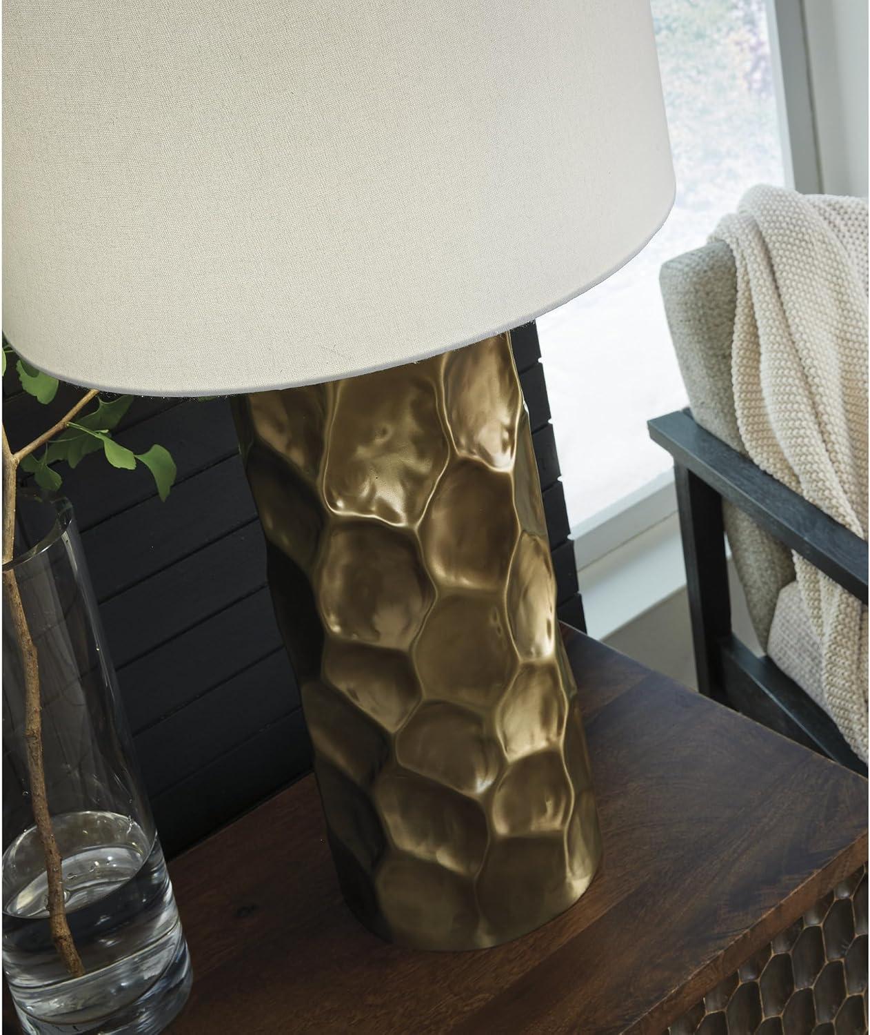 imageSignature Design by Ashley Wendfield Industrial Metal Floor Lamp with Dome Shade MetallicGold Finish