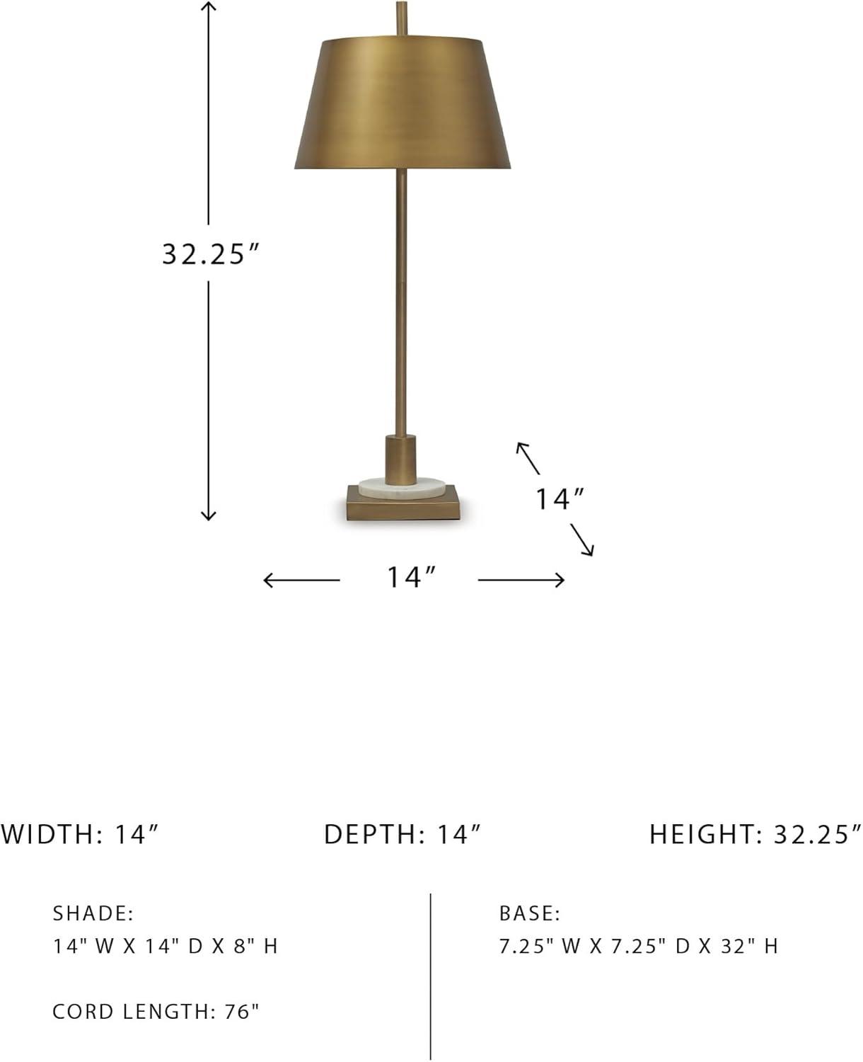 imageSignature Design by Ashley Wendfield Industrial Metal Floor Lamp with Dome Shade MetallicGold FinishWhite