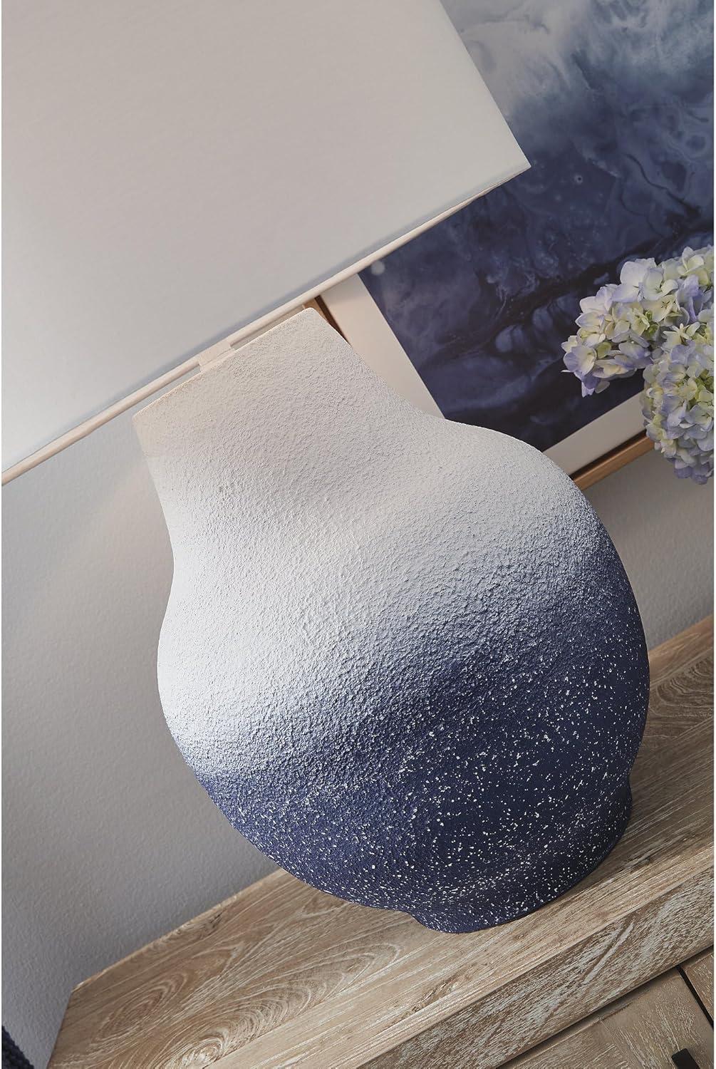 imageSignature Design by Ashley Wendfield Industrial Metal Floor Lamp with Dome Shade MetallicWhiteNavy