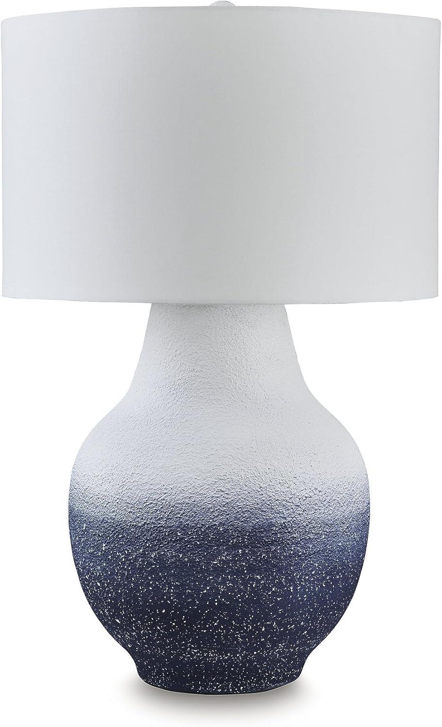 imageSignature Design by Ashley Wendfield Industrial Metal Floor Lamp with Dome Shade MetallicWhiteNavy