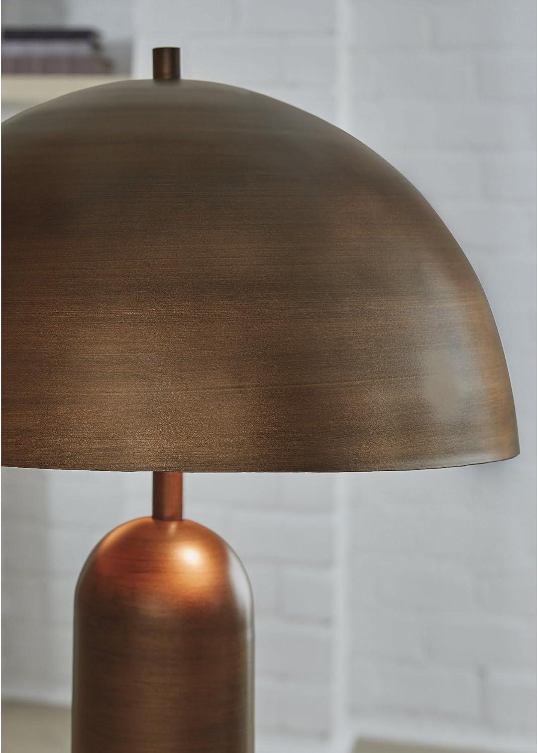 imageSignature Design by Ashley Wendfield Industrial Metal Table Lamp with OnOff Switch and 2 Sockets Dark Brown