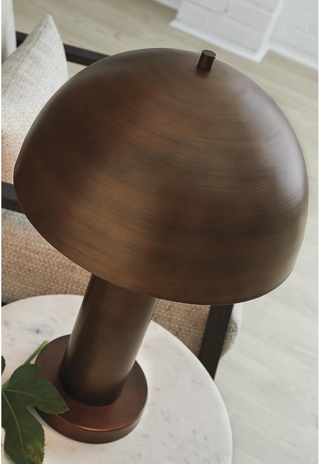 imageSignature Design by Ashley Wendfield Industrial Metal Table Lamp with OnOff Switch and 2 Sockets Dark Brown