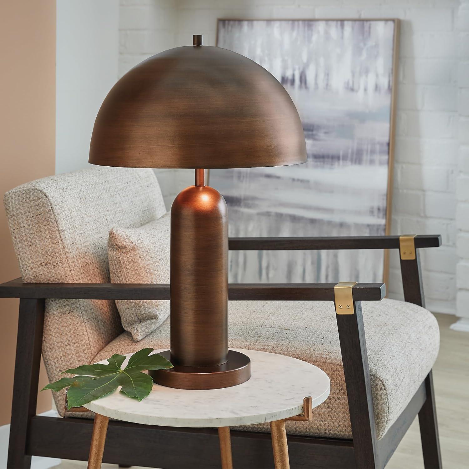 imageSignature Design by Ashley Wendfield Industrial Metal Table Lamp with OnOff Switch and 2 Sockets Dark Brown