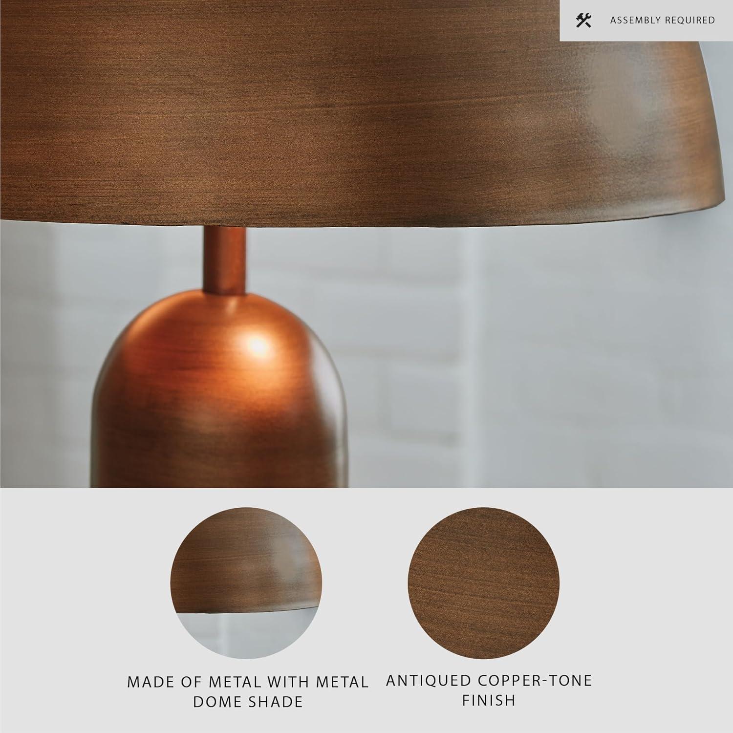 imageSignature Design by Ashley Wendfield Industrial Metal Table Lamp with OnOff Switch and 2 Sockets Dark Brown