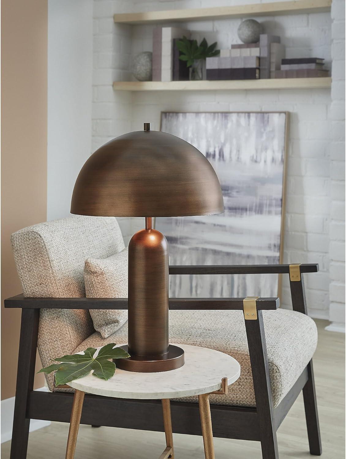 imageSignature Design by Ashley Wendfield Industrial Metal Table Lamp with OnOff Switch and 2 Sockets Dark Brown