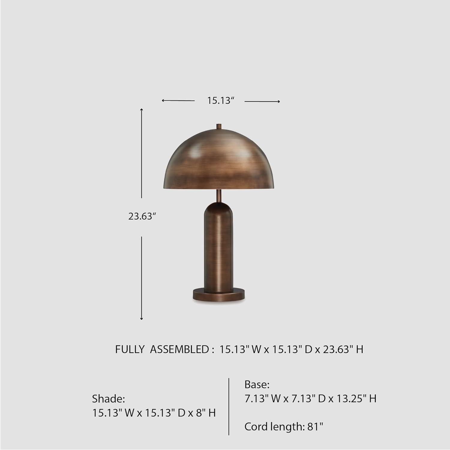 imageSignature Design by Ashley Wendfield Industrial Metal Table Lamp with OnOff Switch and 2 Sockets Dark Brown
