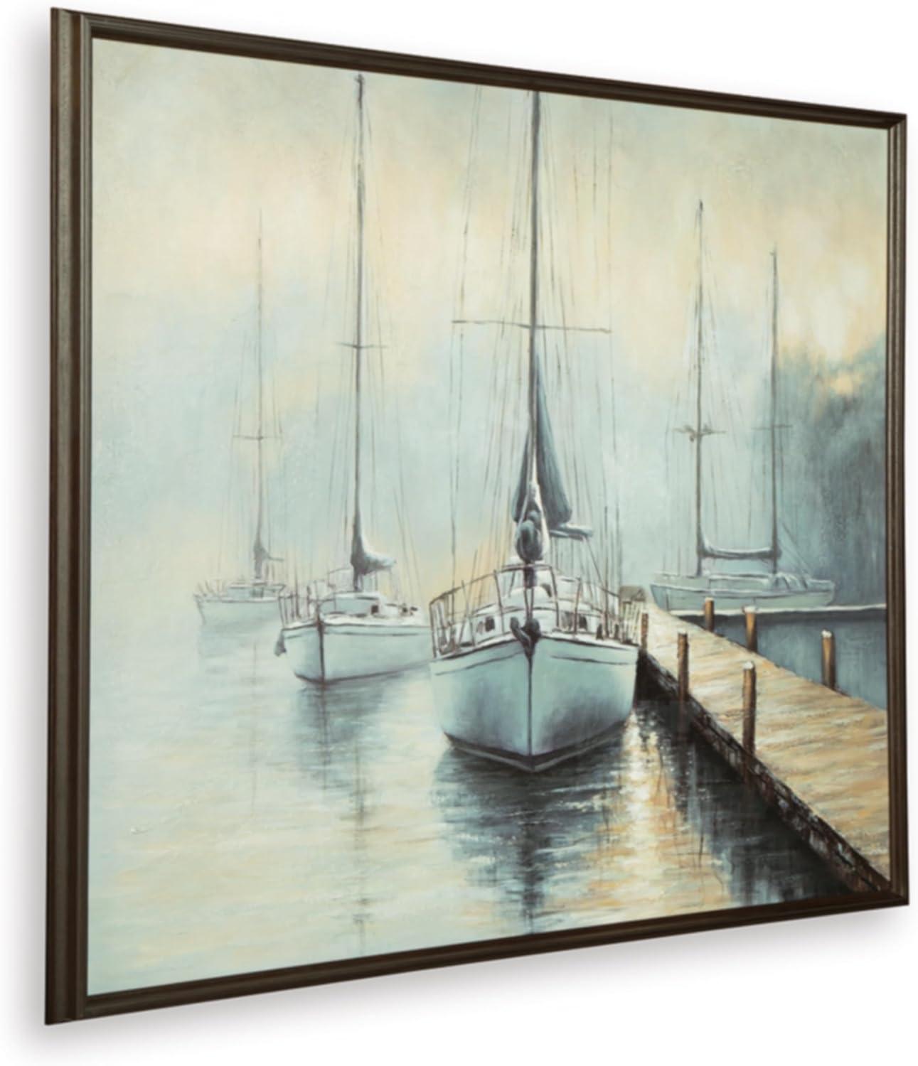 imageSignature Design by Ashley Worthney Coastal Hand Painted Wall Art 50 x 40 Inches Blue ampamp Beige