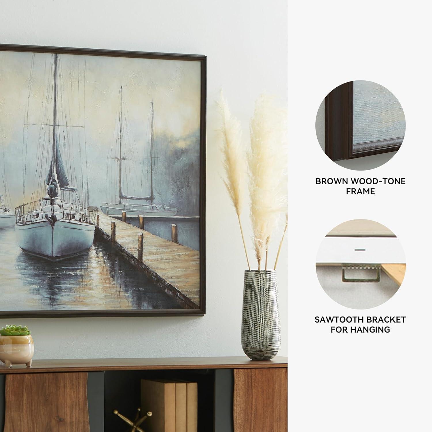 imageSignature Design by Ashley Worthney Coastal Hand Painted Wall Art 50 x 40 Inches Blue ampamp Beige