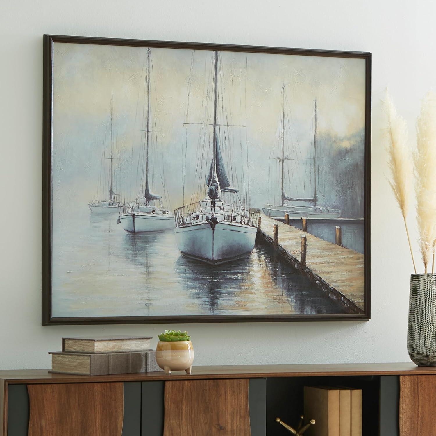 imageSignature Design by Ashley Worthney Coastal Hand Painted Wall Art 50 x 40 Inches Blue ampamp Beige