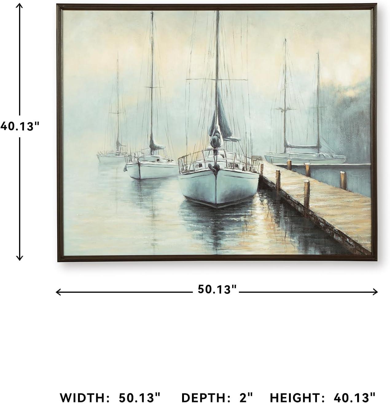 imageSignature Design by Ashley Worthney Coastal Hand Painted Wall Art 50 x 40 Inches Blue ampamp Beige