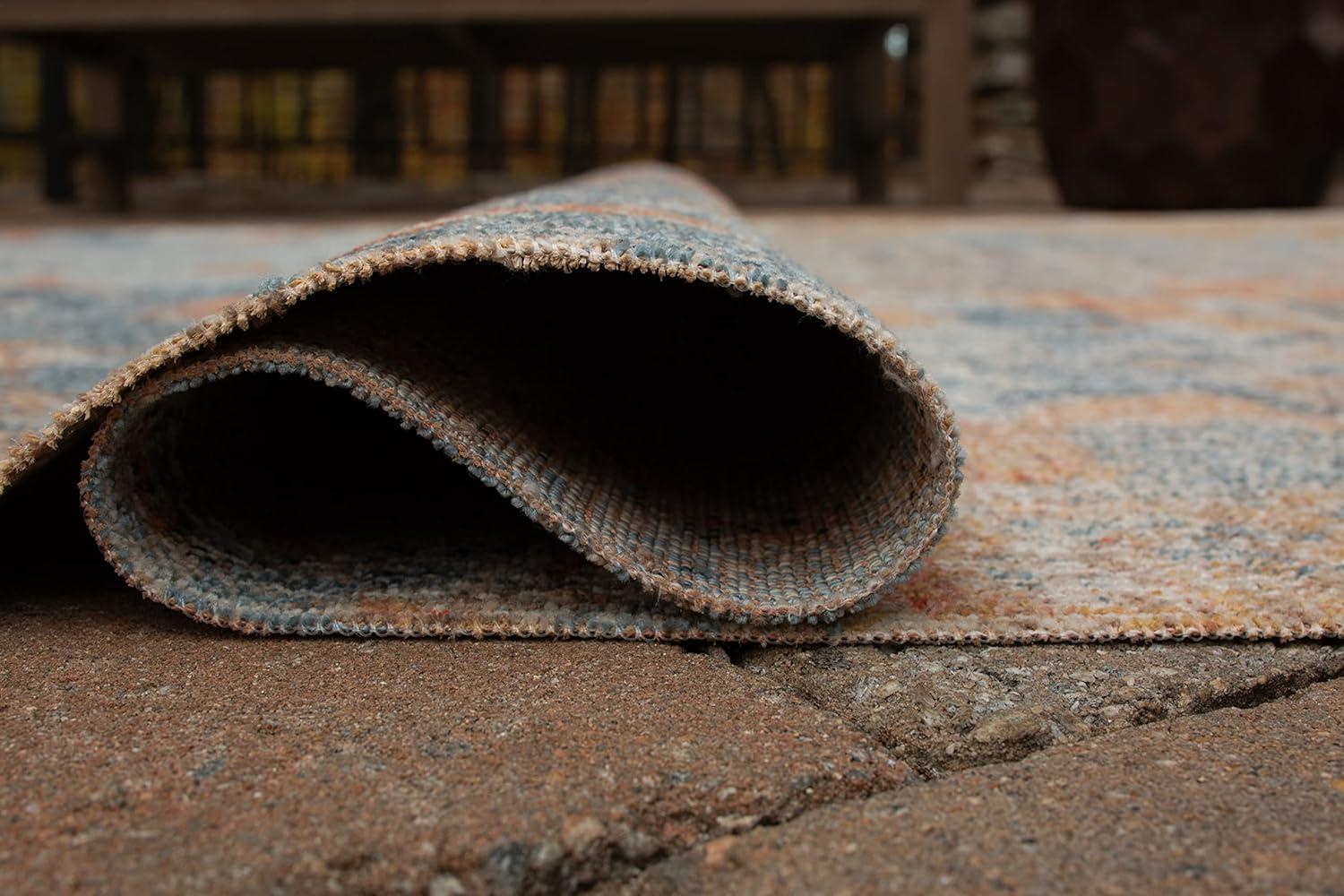 imageSignature Design by Ashley Wraylen 8 x 10 Low Pile Boho Abstract Rug Orange ampamp Blue53 x 7 Rectangular