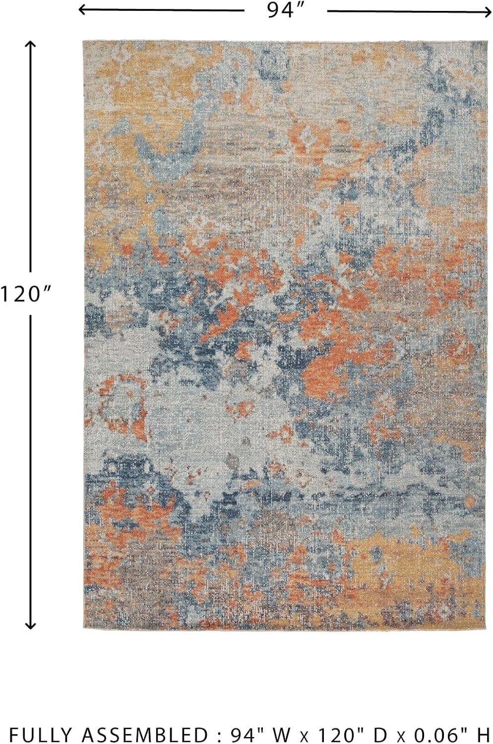 imageSignature Design by Ashley Wraylen 8 x 10 Low Pile Boho Abstract Rug Orange ampamp Blue710 x 10 Rectangular