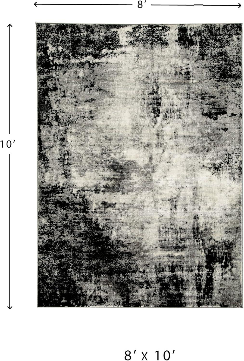 imageSignature Design by Ashley Zekeman Contemporary 8 x 10 Medium Pile Abstract Design Rug Black Cream ampamp Gray710 x 10 Rectangular