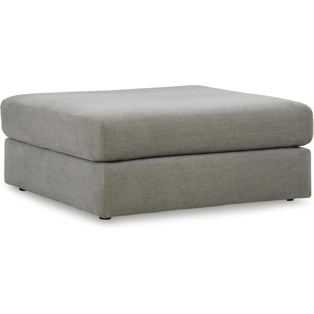 imageSignature Design by Ashley Avaliyah Contemporary Square Upholstered Oversized Accent Ottoman with Nonskid Legs Light Gray