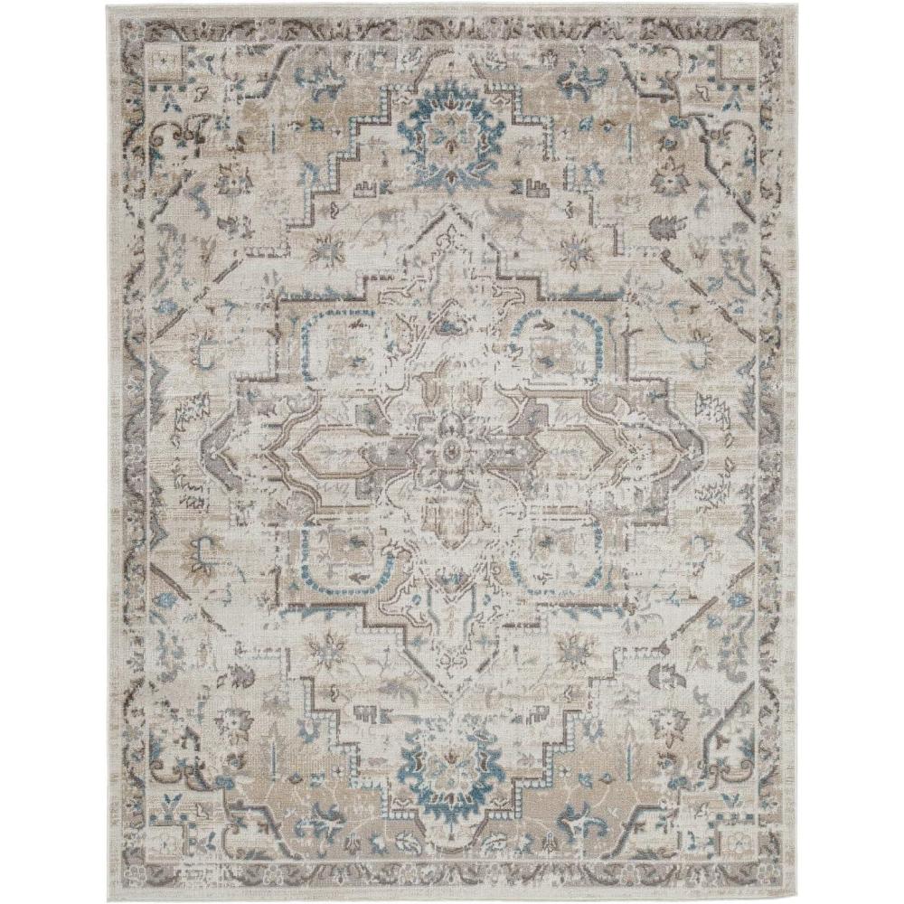 imageSignature Design by Ashley Barkham Transitional Machine Washable 8x10 Area Rug Light Gray ampamp BlueLight Gray Blue