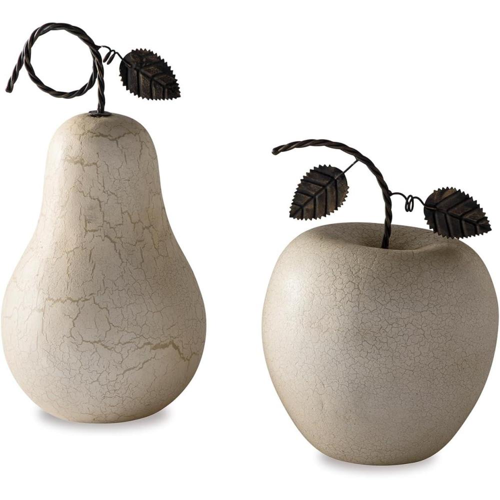 imageSignature Design by Ashley Bidelia 2 Piece Metal Apple Fruit Sculpture Set BeigeApple Pear