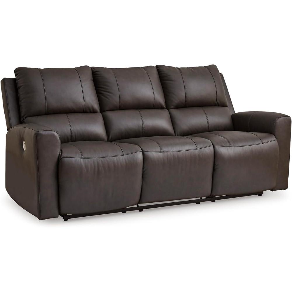 imageSignature Design by Ashley Boxmere Modern Leather Match Power Reclining Sofa with USB Ports Dark BrownPower Reclining Sofa