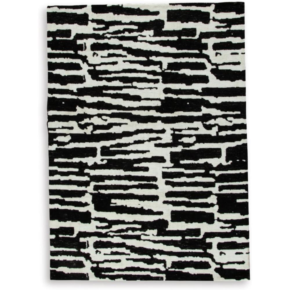 imageSignature Design by Ashley Bramshaw Contemporary Indoor Abstract 8 x 10 Large Rug Black ampamp White52 x 69 Rectangular