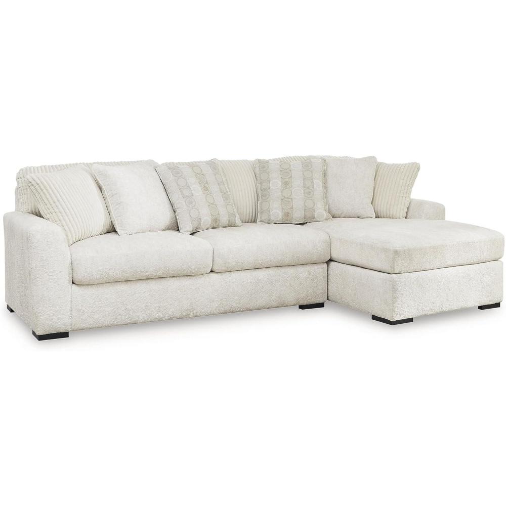 imageSignature Design by Ashley Chessington LShaped 2Piece Sectional with Chaise Reversible Cushions 6 Accent Pillows Fabric Upholstery 120quot W x 65quot D x 40quot H White2Piece Sectional with Chaise