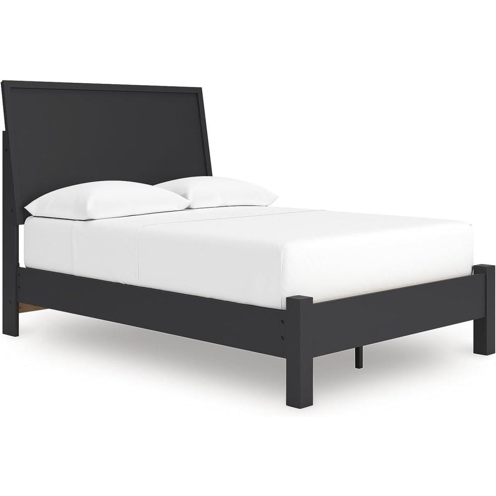 imageSignature Design by Ashley Cielden Farmhouse Queen Panel Platform Bed Foundation or Box Spring Not Needed Light BrownBlack