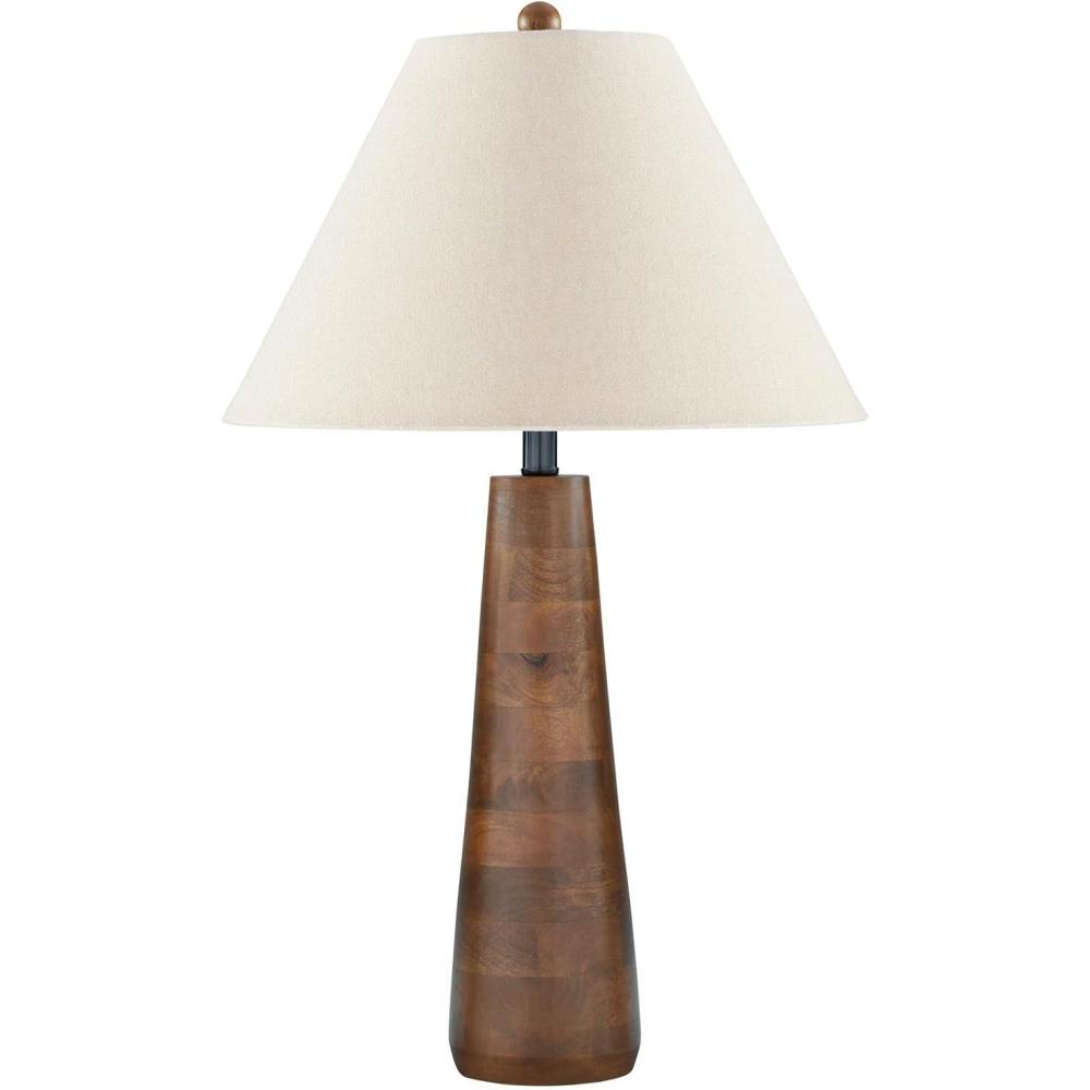 imageSignature Design by Ashley Danset Casual Contemporary UL Listed Table Lamp with Empire Hardback Fabric Shade and 3Way Switch Wood 3013quot High BrownWood