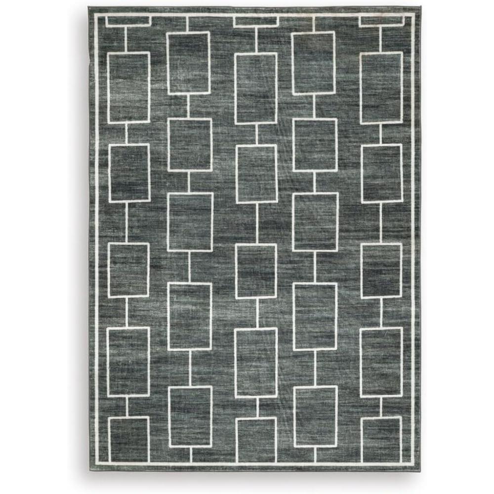 imageSignature Design by Ashley Farrendale MidCentury Modern Indoor Geometric Washable 8 x 10 Area Rug Blue ampamp RedBlackGray