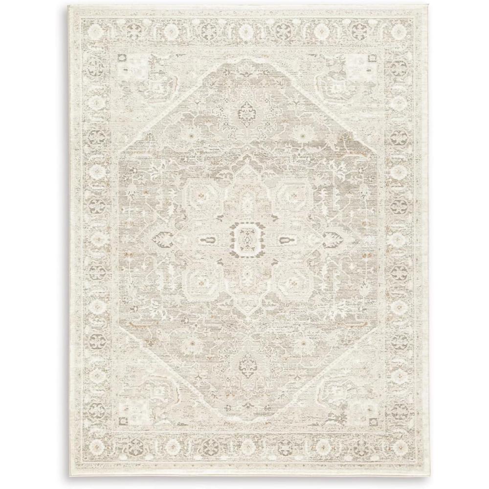 imageSignature Design by Ashley Gatwell Classic Indoor Medallion 8 x 10 Rug White ampamp Light Gray710 x 10 Rectangular