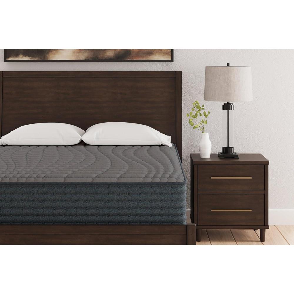 imageSignature Design by Ashley Gray 1200 Hybrid Firm 12 Inch CharcoalInfused Gel Memory Foam Mattress with Edge Support for Cool Sleep and Pressure Relief Queen Fiberglass Free Mattress in A BoxQueen