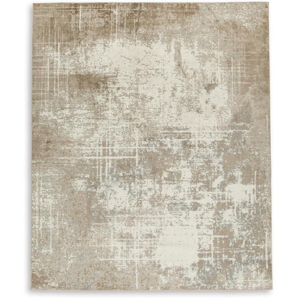 imageSignature Design by Ashley Grifflain Contemporary Indoor Washable Abstract Pattern 8 x 10 Rug Light Brown ampamp Light Gray