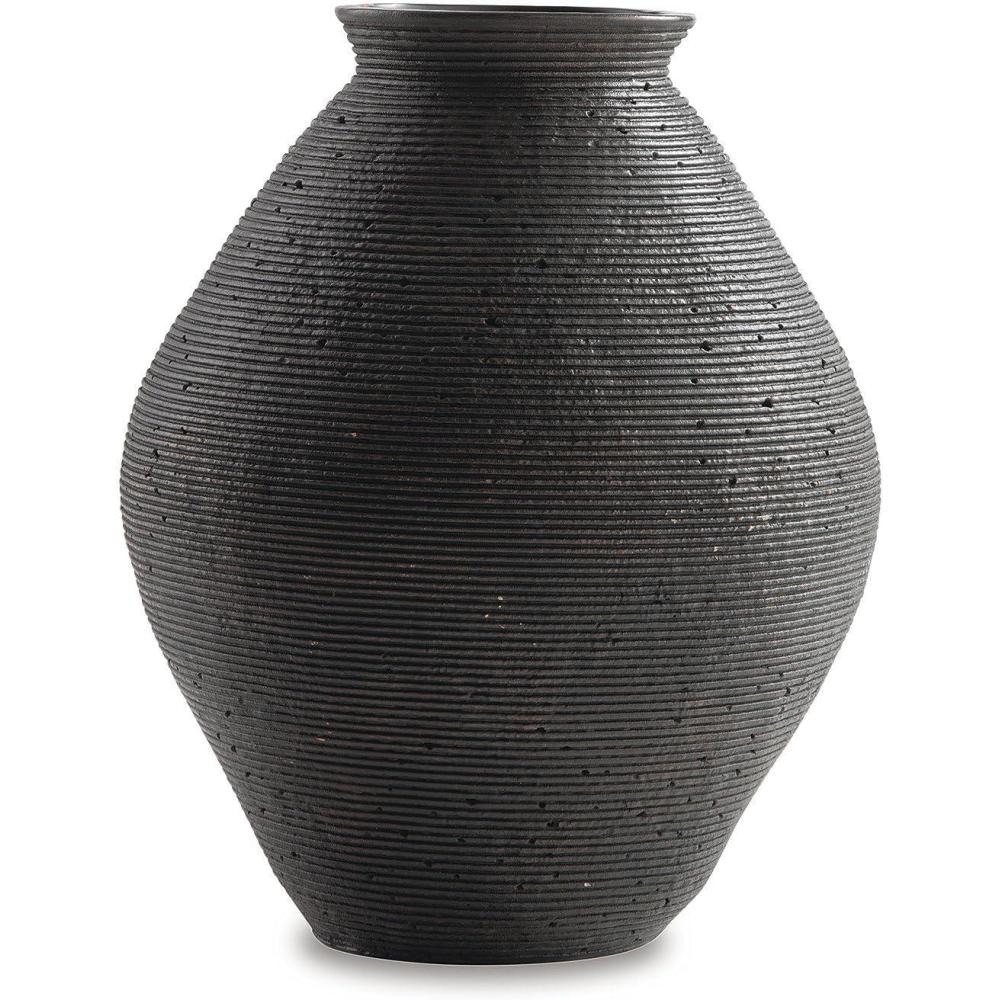 imageSignature Design by Ashley Hannela 12quot Modern Distressed Polyresin Vase Antique TanDark Brown