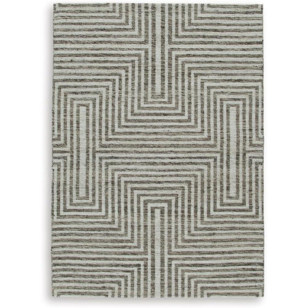 imageSignature Design by Ashley Jossen Boho Wool Blend Indoor 8 x 10 Rug with Geometric Pattern Beige ampamp Gray5 x 7 Rectangular