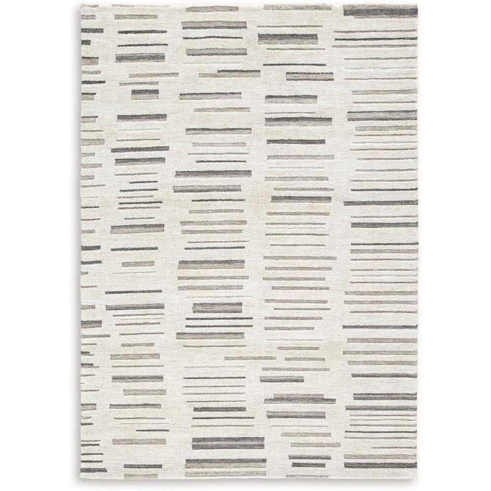 imageSignature Design by Ashley Leesdale Casual Indoor Striped Handmade 5 x 7 Rug White ampamp Light Brown411 x 611 Rectangular