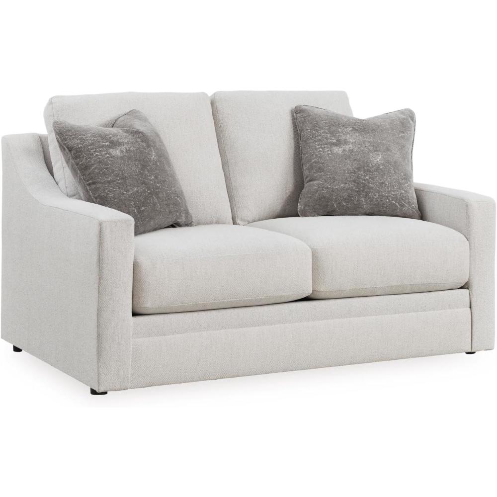 imageSignature Design by Ashley Maitelynn Contemporary Sofa with Accent Pillows Reversible Cushions and Sloped Arms Light GrayLoveseat